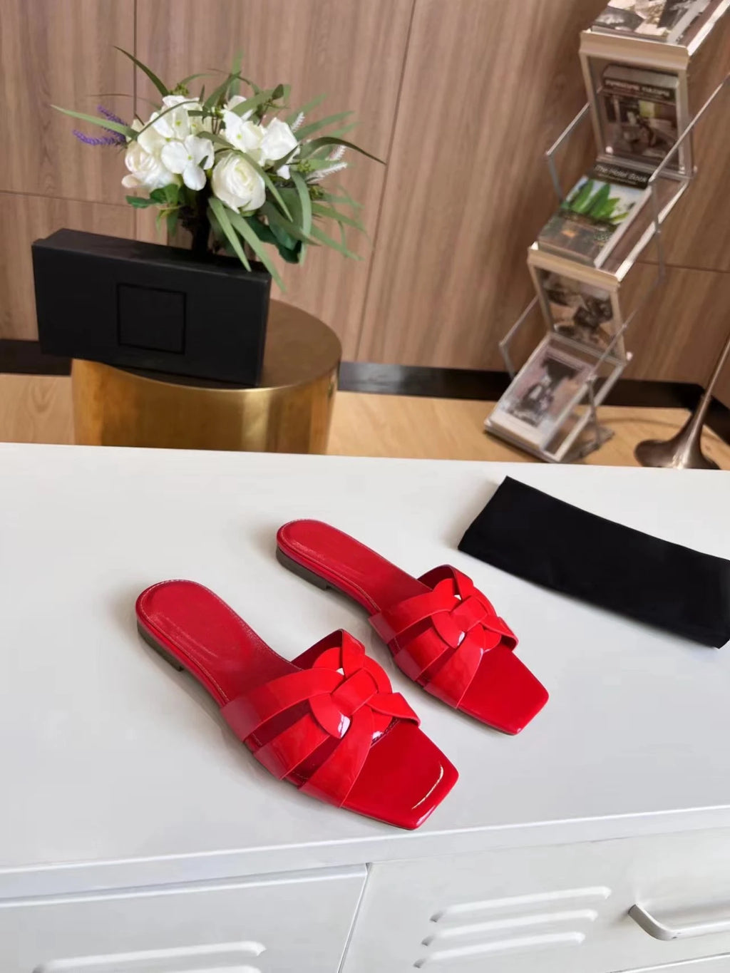 Plus Size 34-43 Women's Slippers Leather Flat Bottom Shallow Open Toe Fishbill Shoes Elegant Office Shoes Comfortable Home Shoes