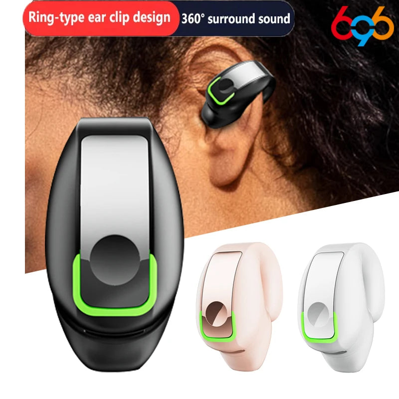 سماعة بلوتوث مع ميكروفون، مشبك أذن، سماعة أذن لاسلكية TWS، سماعة أذن واحدة عالية الدقة ستيريو هاي فاي، تحكم باللمس، رياضية للرجال