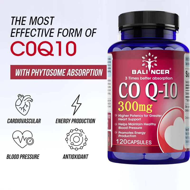Coenzyme Q10 Capsules, 300 Mg, To Promote Cardiovascular Health and Heart Health, Provide Energy To Support Joint Health