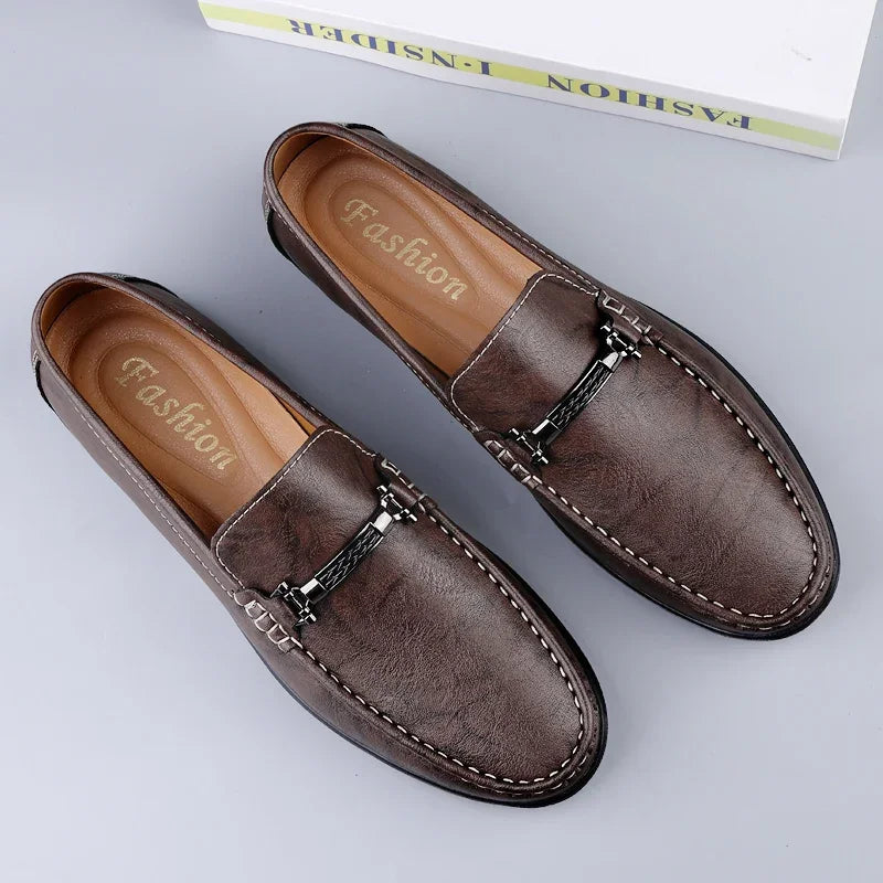 Genuine Leather Loafers for Men Handmade Casual Shoes Moccasins Breathable Sneakers Mens Driving Shoes Comfort Soft Dress Flats