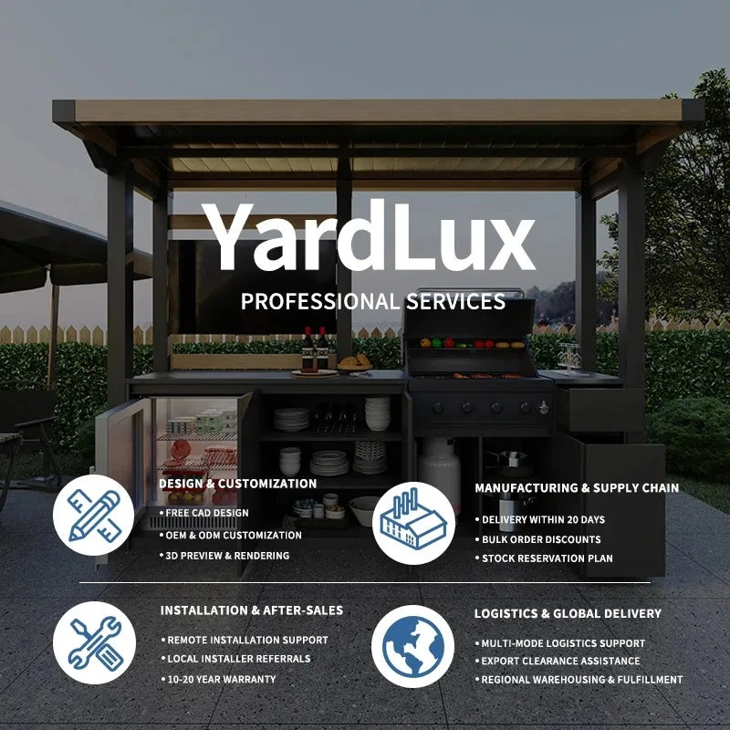 Modern Outdoor Bar and Kitchen Set with BBQ Cabinets Dining Sink and Faucet for Apartment or Mall UsePatio Set Outdoor Furniture