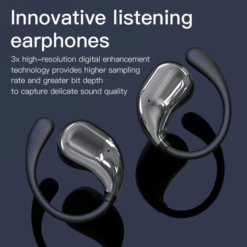 Bluetooth 5.4 Ear Hook Headphones TWS Wireless Earphones HiFi Stereo Waterproof Headsets LED Display Long Standby Touch Earbuds