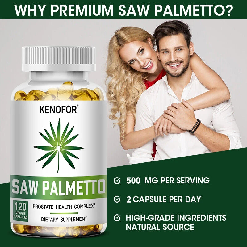 Saw Palmetto Capsules - Prostate Health, Hair Growth, Men's Health, Urinary Tract Health, Improved Frequent Urination for Men's