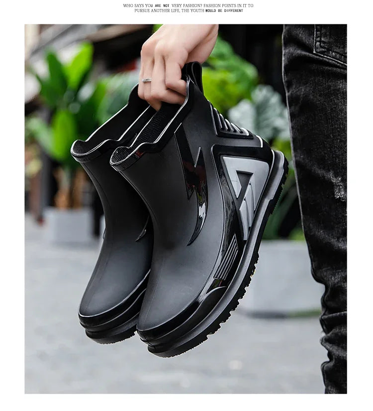 High Rain Boots Water Shoes Couple Chef Shoes Original Men Waterproof Raincoat Man Work Rubber Boots Men's Long Rubber Boot Boat