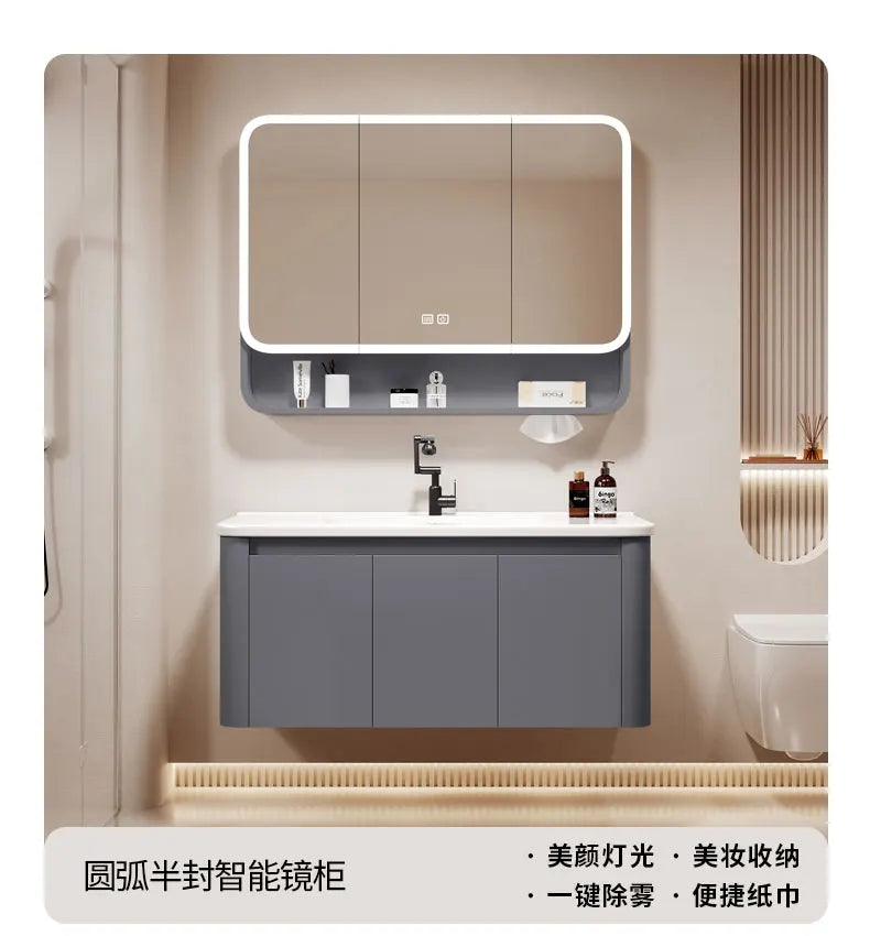 Standing Storage Bathroom Cabinet Shelf Light Mirror Organizer Bathroom Cabinet Vanity Shower Rack Banyo Dolabi Furniture