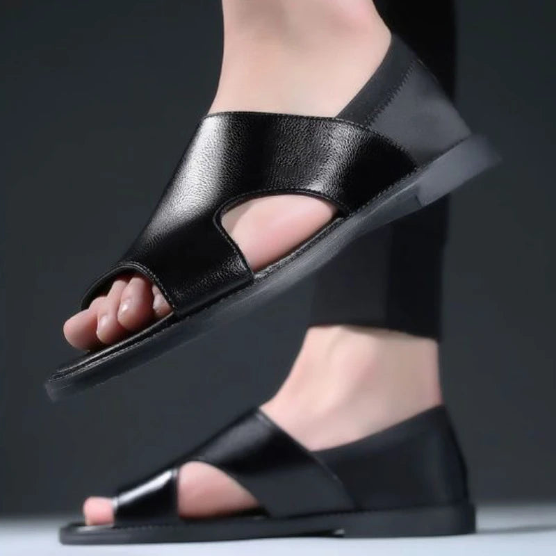 Hot Sale Summer Mens Sandals Pu Leather Designer Man Flat Shoes Slip on Beach Sandals High Quality Men Shoes Zapatos Para Hombre