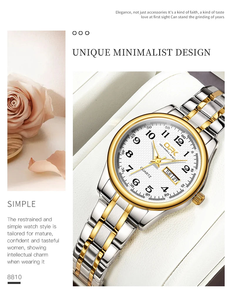 OPK 8110 Watch For Women Quartz Watch Waterproof Classic Luxury Brand Ladies Watch Stainless Steel Strap Watches Reloj Mujer SwiftNest