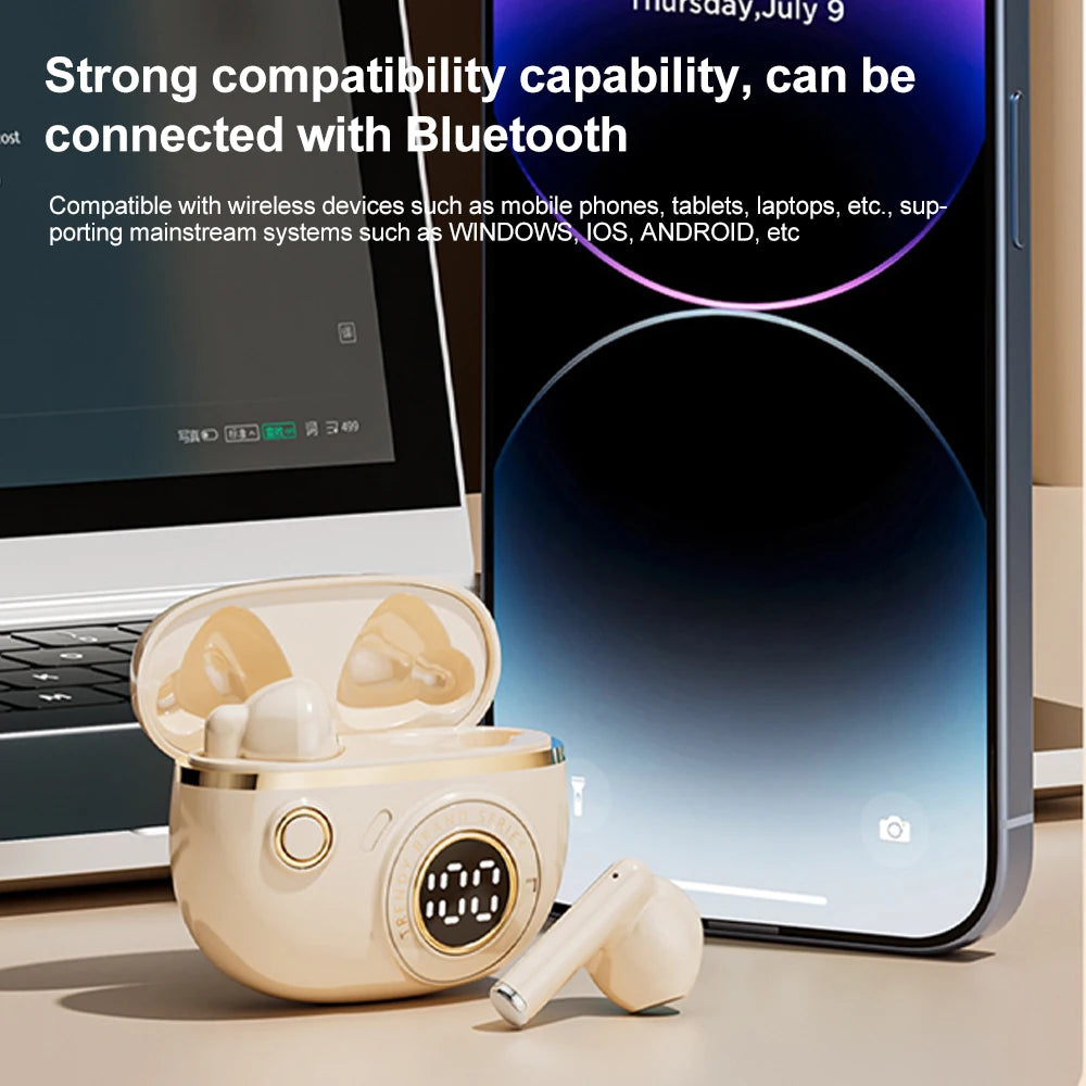 سماعات أذن بلوتوث 5.4 TWS لاسلكية سماعات أذن صغيرة شاشة LED سماعات رأس للألعاب سماعات أذن ستيريو هاي فاي لتقليل الضوضاء
