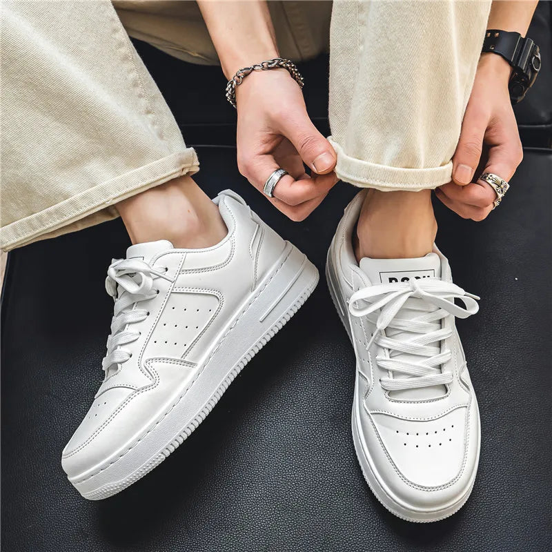 Spring and Summer Men's Shoes, New Breathable Sneakers, Men's Trendy and Versatile Thick-Soled White Shoes, Sports and Casual Sneakers
