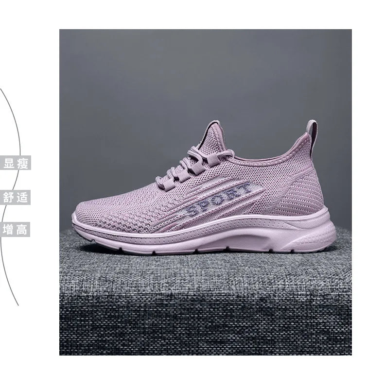 Sneakers 2025 New Fashion Wedge Platform Plus Size Casual Sports Shoes Women Lace-up Mesh Breathable Women's Vulcanized Shoes