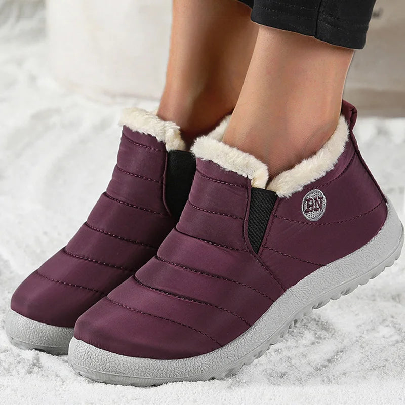 Women's Boots Women Winter Boots Warm Fur Winter Shoes For Women Snow Boots Lightweight Ankle Botas Mujer Black Combat Botines