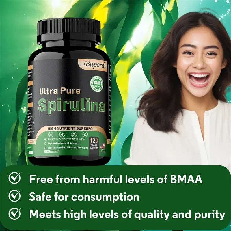 Organic Spirulina Supplement - Detoxification, Nutrition, Immune System Health, Cardiovascular Health, AntioxidantSupplements