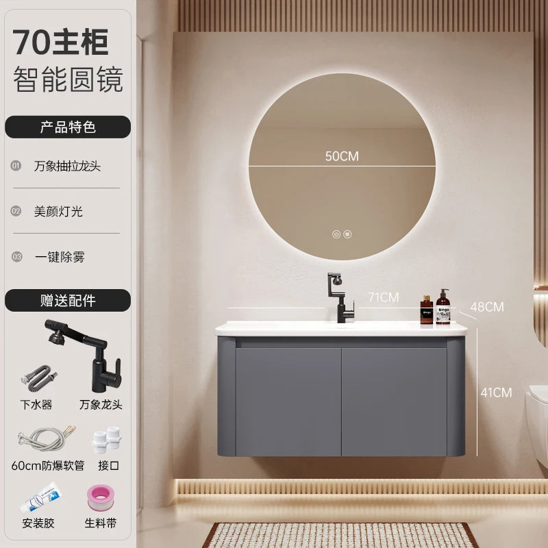 Standing Storage Bathroom Cabinet Shelf Light Mirror Organizer Bathroom Cabinet Vanity Shower Rack Banyo Dolabi Furniture