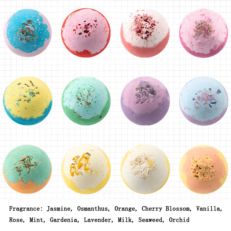 12pcs Bath Bomb Gift Box Body Care Spa Bath Rich in Essential Oils Moisturizing Dry Skin Suitable for Women and Men