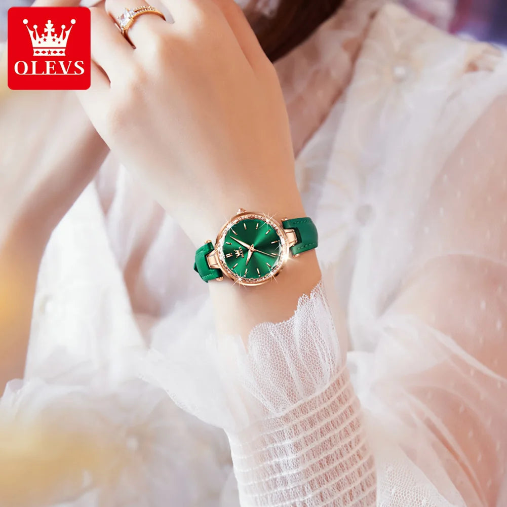 OLEVS Brand watch fashion diamond-encrusted outer ring ladies quartz watch waterproof watch 6645 SwiftNest