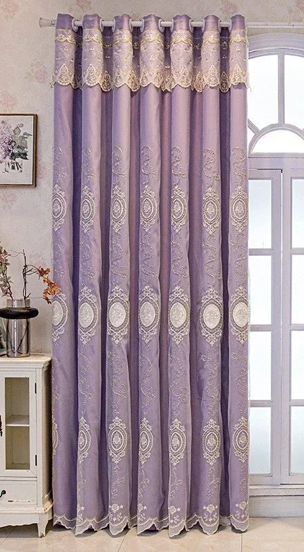 Custom Curtains for Living Dining Room Bedroom Luxury European Double-layer Fabric Gauze Integrated Embroidery Blackout Decor