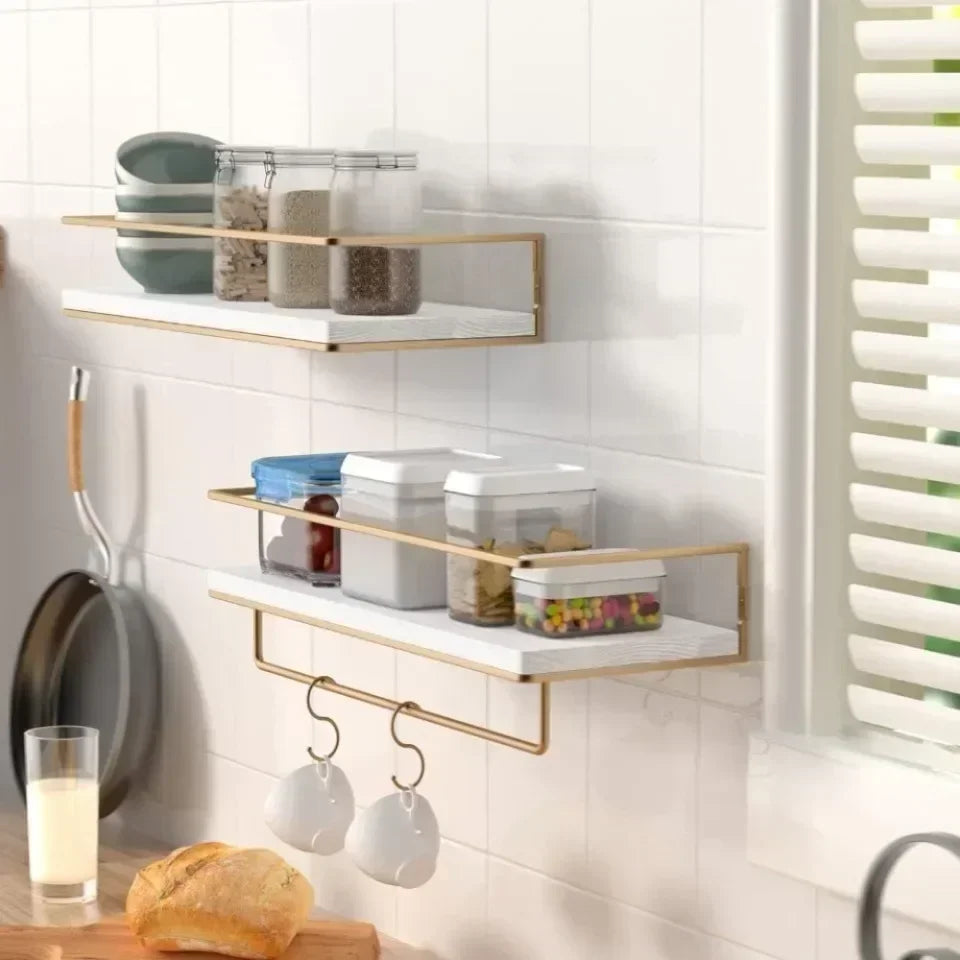 Bathroom Shelving Wooden Towel Rack Toilet Cosmetics and Toiletries Storage Kitchen Display Rack  Wall Mounted Storage Holder