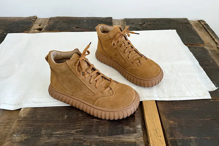 Careaymade-Wide Head Genuine Leather Women's Boots comfortable soft sole thick sole Boken warm Ankle Boots workwear short boots