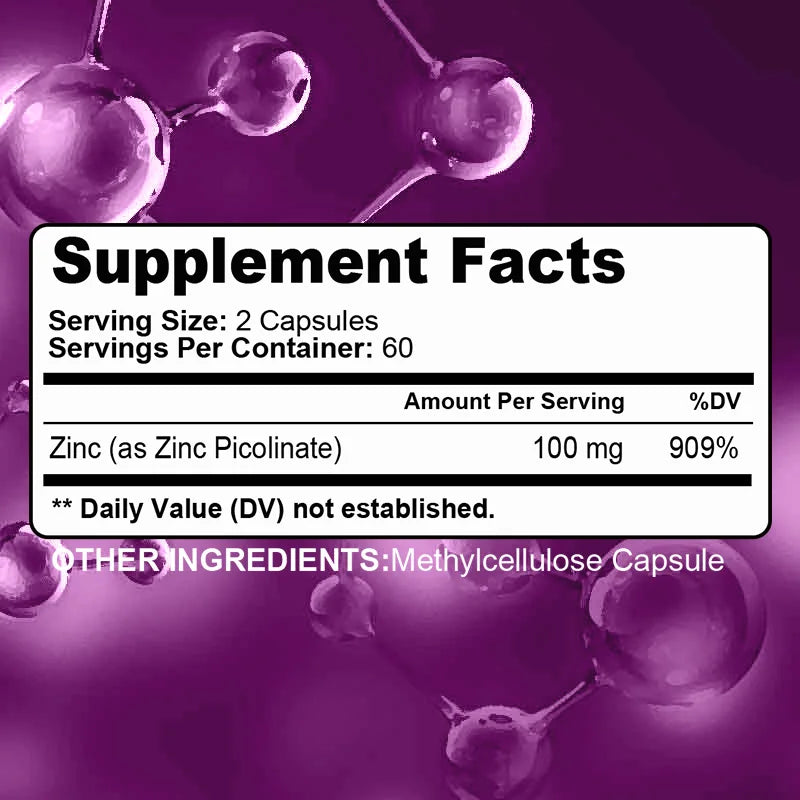 High Absorption Zinc Picolinate 100 Mg - Essential Nutrient for Respiratory Health, Immune System, and Overall Well-being