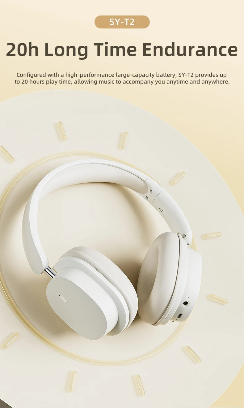 Bluetooth 5.3 Fashion Wireless Headphones HIFI Stereo Portable Over-ear Business Headset Low Latency Gaming Earphones With Mic