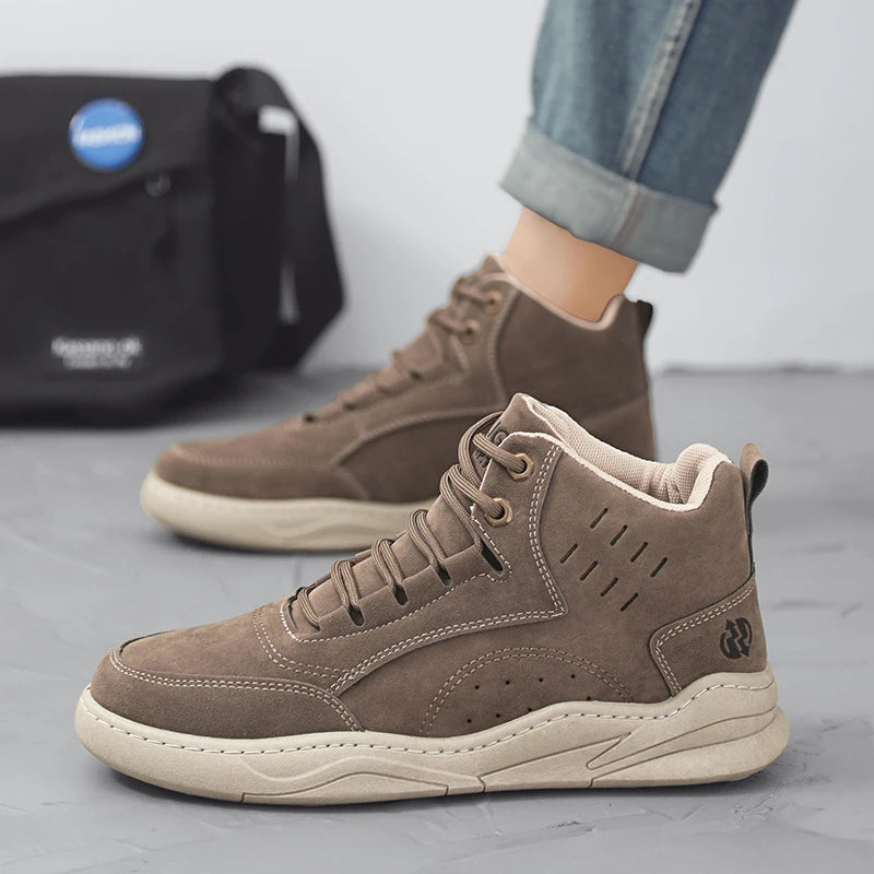 High Top Boots Men's Shoes Fashion Motorcycle Ankle Boots Shoes for Men Winter Boots Men's Sneakers Lace-Up Botas Hombre