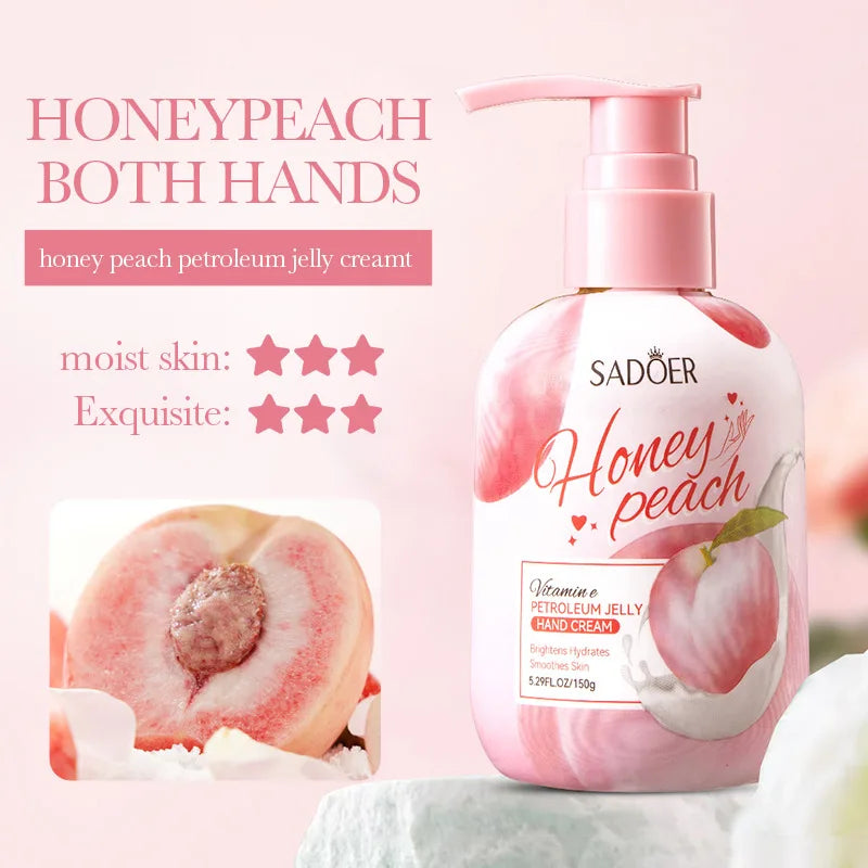 150g Peach Hand Cream, Rich in Glycerin, Peach Extract Essence, Tocopherol, and Other Ingredients, with a Moisturizing Texture That Is Non-Greasy. It Can Nourish Dry Skin, and Can Be Used for Hand, Foot, and Body Care, Keepin