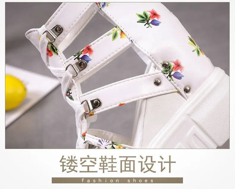 Ladies High-heel Women's Wedge Sandals Summer Thick-bottom Hollow Fish Mouth Roman Style Gladiator Casual Zipper Platform Shoe