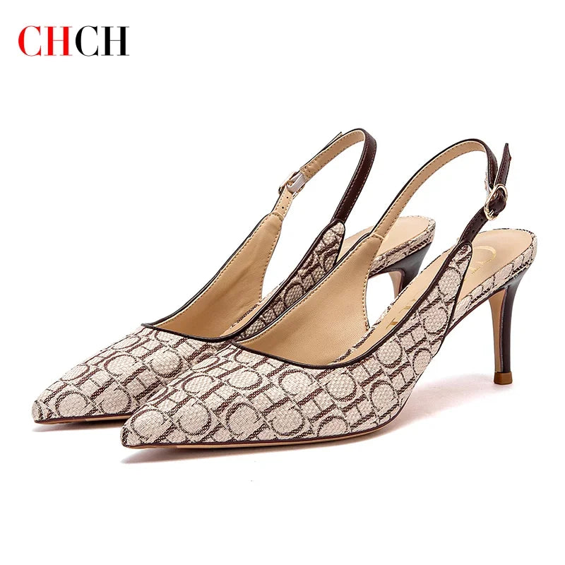 2024 Heels CHCH Women's 7cm High Heels Ankle Strap Heeled Sandals Wedding Party Dress Shoes