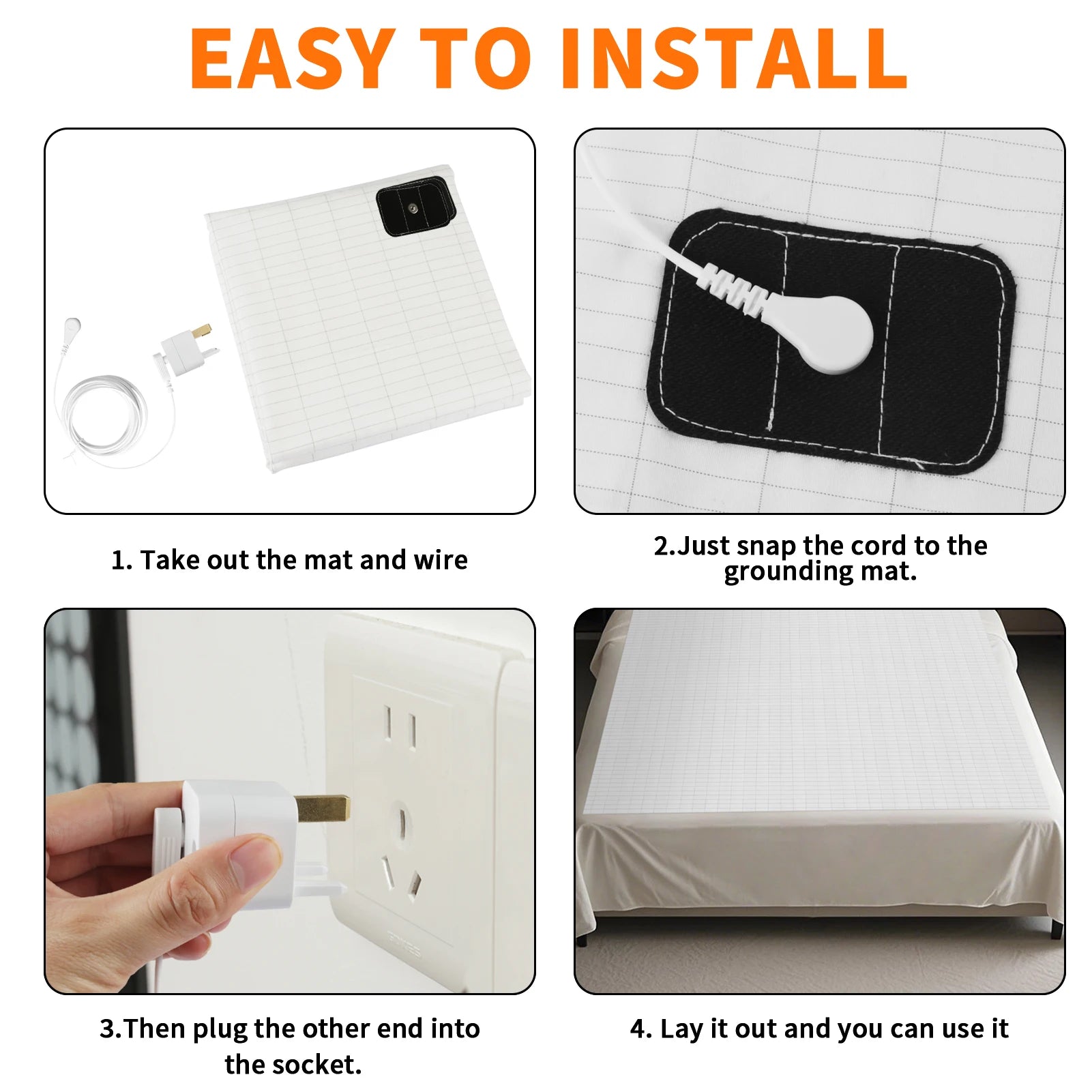 10% Silver Fiber Grounding Sheet Flat Bedsheet with Earthing Cord Organic Cotton Health Sheet Natural Wellness Release Stress