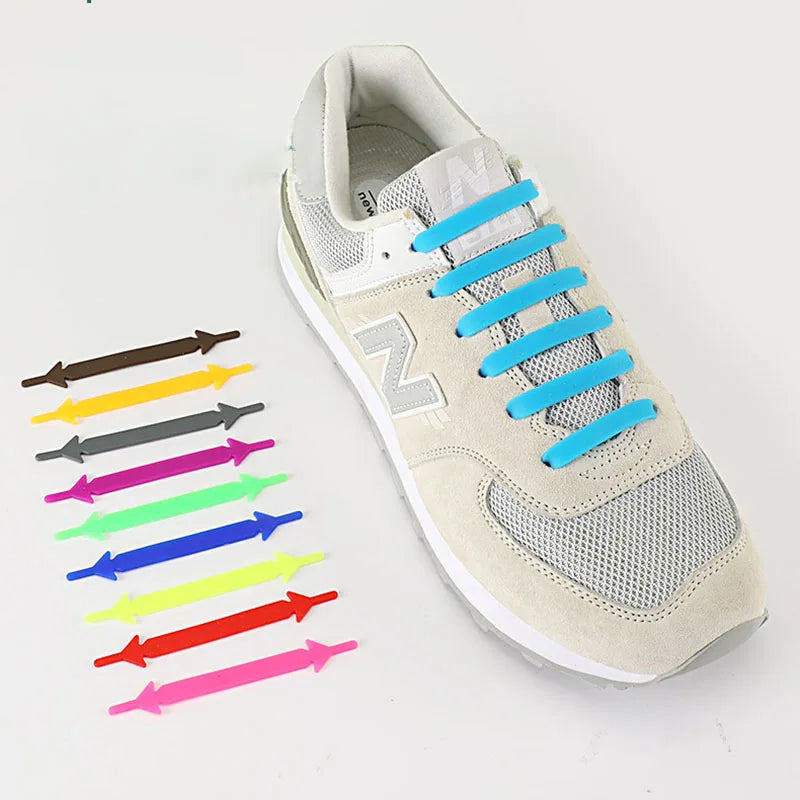 12Pcs Silicone Shoelaces for Shoes No Tie Shoe laces Elastic Laces Sneakers Kids Adult Rubber Shoelace One Size Fits All Shoes