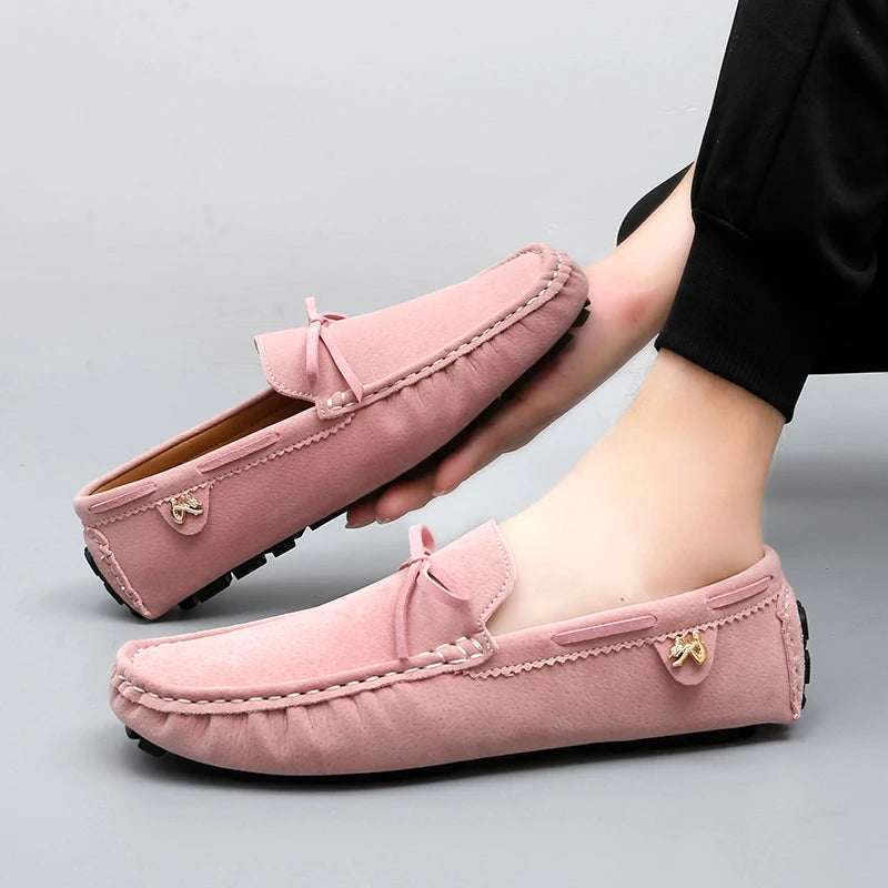 Pink Men Tassels Moccasin Shoes Europe Stylish Male Formal Dress Party Suit Shoes Big Size 35-48 Adult Leisure Driving Loafers