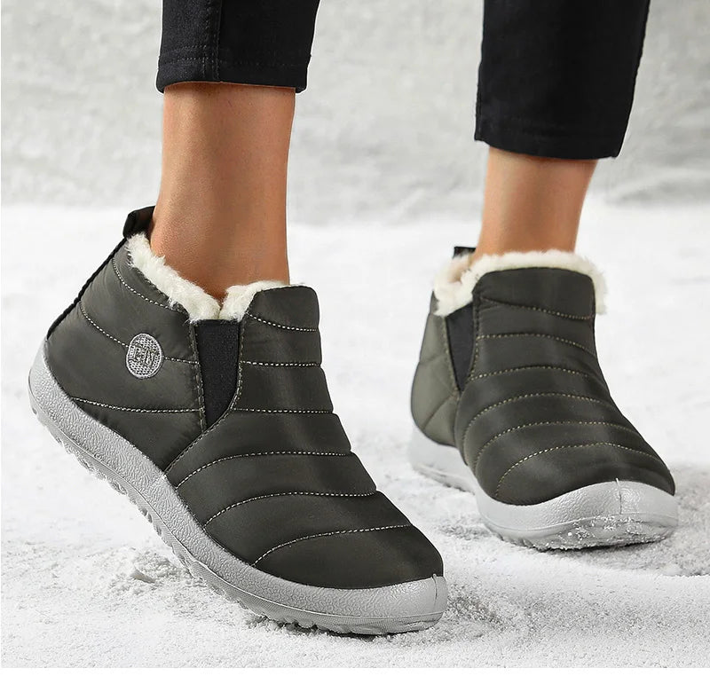 Women's Boots Women Winter Boots Warm Fur Winter Shoes For Women Snow Boots Lightweight Ankle Botas Mujer Black Combat Botines