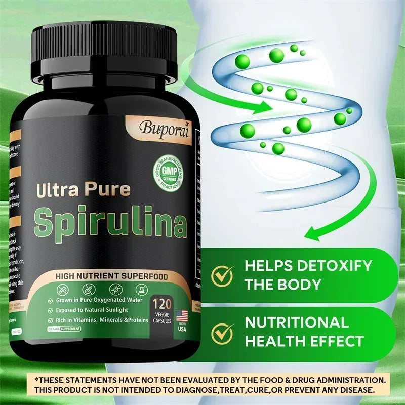 Organic Spirulina Supplement - Detoxification, Nutrition, Immune System Health, Cardiovascular Health, AntioxidantSupplements