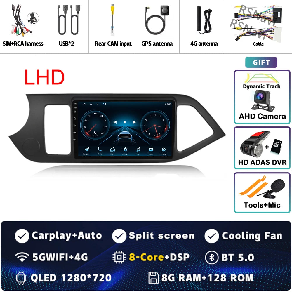 Android 15 For KIA Morning 2 picanto 2011-2017 LHD 2K QLED Android Car Radio Multimedia Video Player GPS Stereo CarPlay