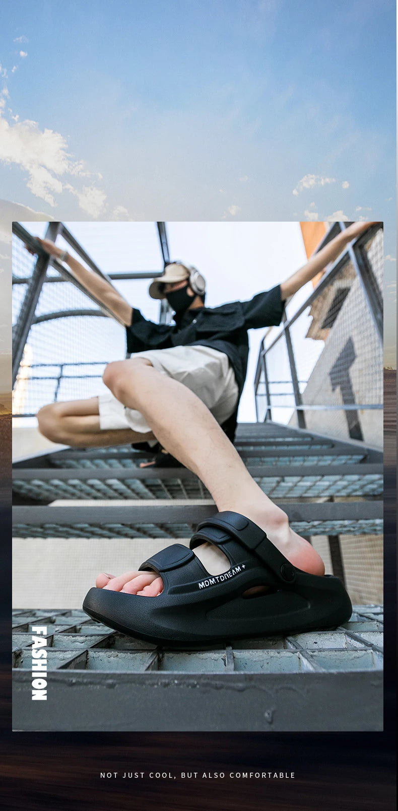 Man Sandals Fashion Sports 5CM Thick EVA Sole Comfortable Soft QuikFoam Slippers Slides Beach Street