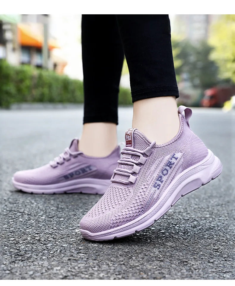 Sneakers 2025 New Fashion Wedge Platform Plus Size Casual Sports Shoes Women Lace-up Mesh Breathable Women's Vulcanized Shoes