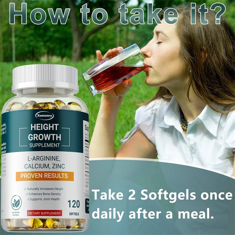 Height Growth Supplements - Supports Bone Health, Strengthens Bones, Is Well Absorbed, and Promotes Natural Height Growth