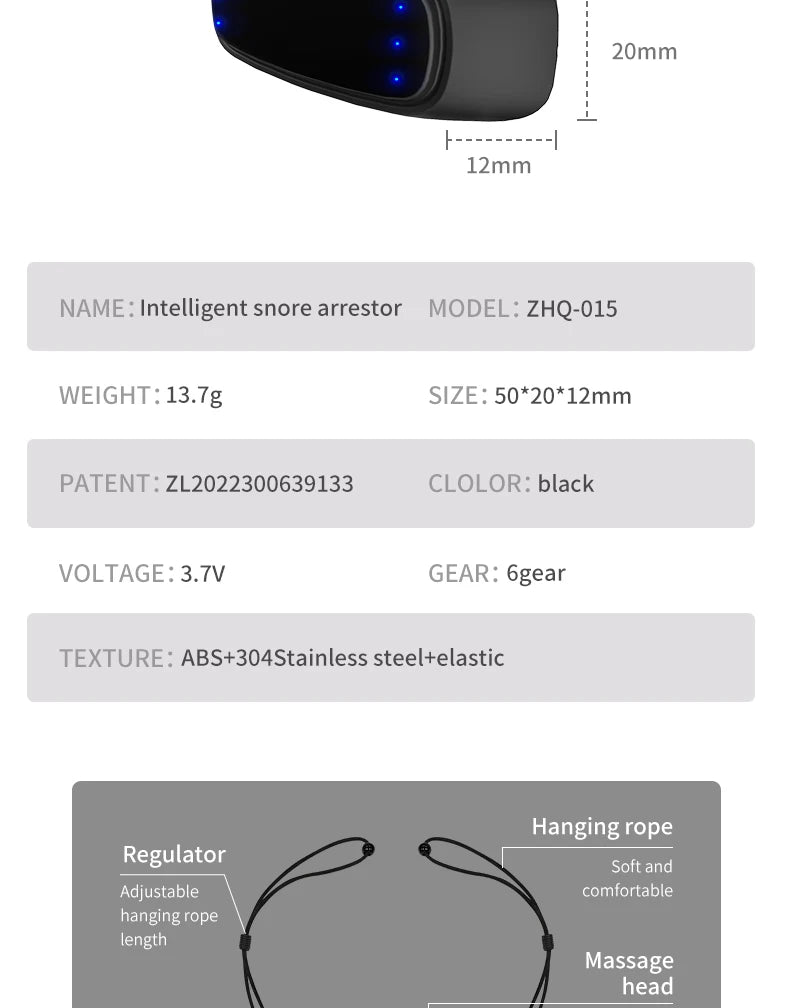 جهاز ذكي مضاد للشخير، خطاف أذن كهربائي محمول، مريح، نوم جيد، إيقاف الشخير، رعاية صحية، مساعدة في علاج انقطاع التنفس أثناء النوم