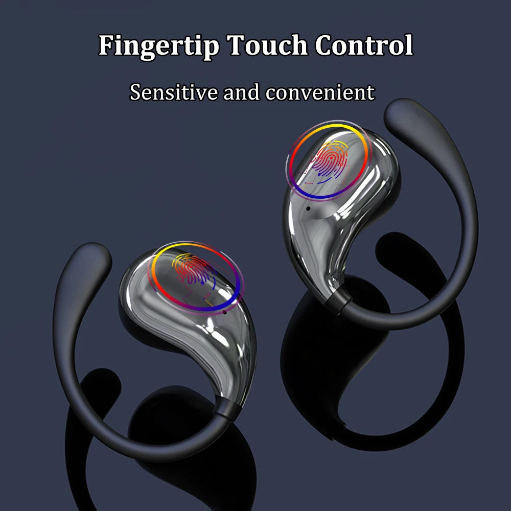 سماعات أذن لاسلكية TWS مزودة بخطاف للأذن بتقنية البلوتوث 5.4، سماعات ستيريو عالية الدقة مقاومة للماء، شاشة LED، سماعات أذن تعمل باللمس في وضع الاستعداد الطويل