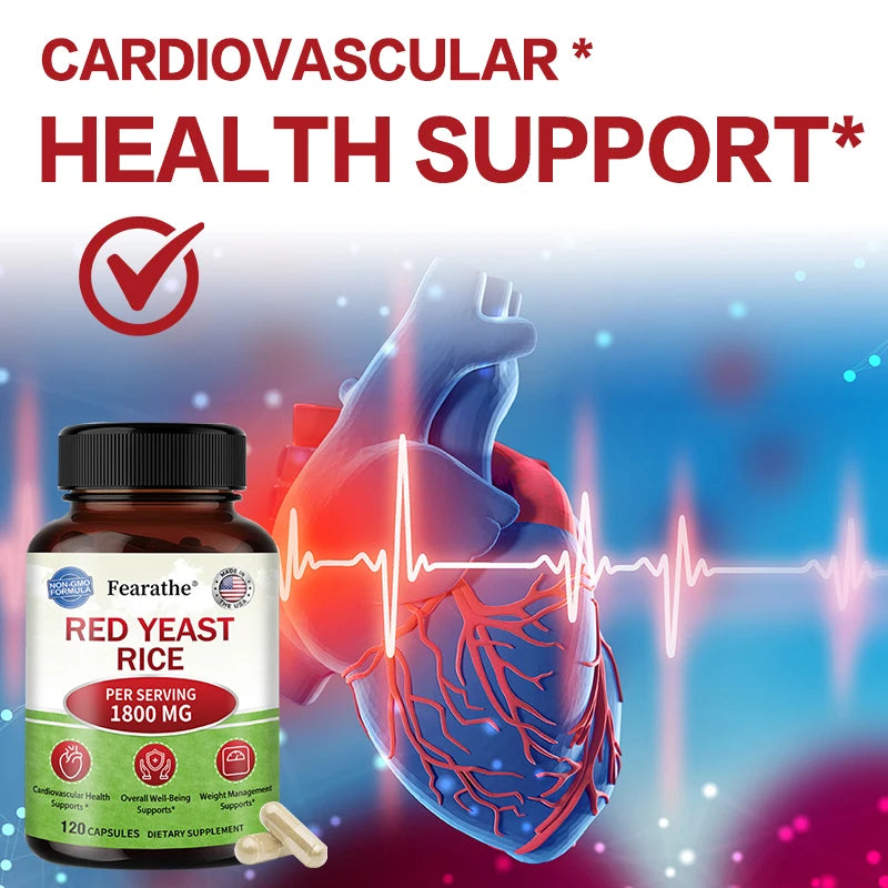 Red Yeast Rice,120 Capsules,Supports Cardiovascular Health,Helps Maintain Healthy Circulation,and Promotes Overall Well-being