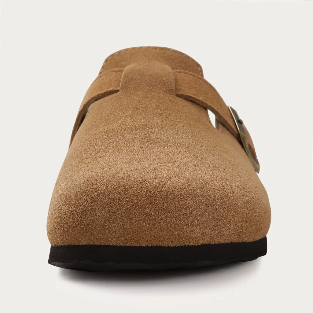 Crestar Women's Fur Lined Suede Clogs Winter Warm Fuzzy Cork Footbed Mules Unisex Cow Suede Potato Shoes Support Drop Shipping