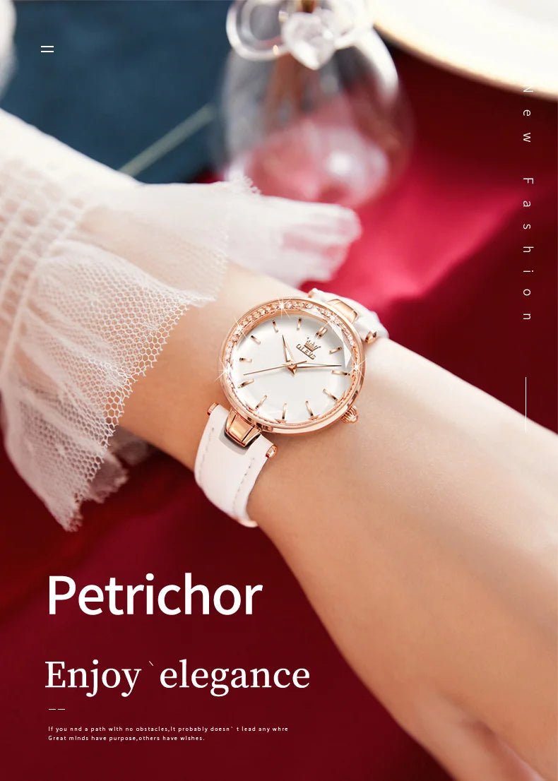 OLEVS Brand watch fashion diamond-encrusted outer ring ladies quartz watch waterproof watch 6645 SwiftNest