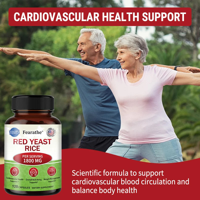 Red Yeast Rice,120 Capsules,Supports Cardiovascular Health,Helps Maintain Healthy Circulation,and Promotes Overall Well-being