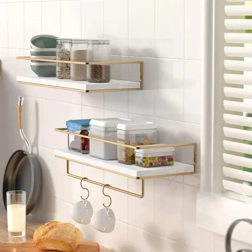 Bathroom Shelving Wooden Towel Rack Toilet Cosmetics and Toiletries Storage Kitchen Display Rack  Wall Mounted Storage Holder