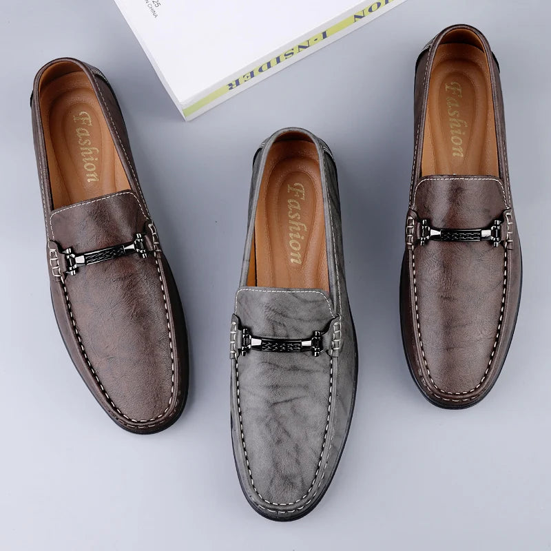 Genuine Leather Loafers for Men Handmade Casual Shoes Moccasins Breathable Sneakers Mens Driving Shoes Comfort Soft Dress Flats