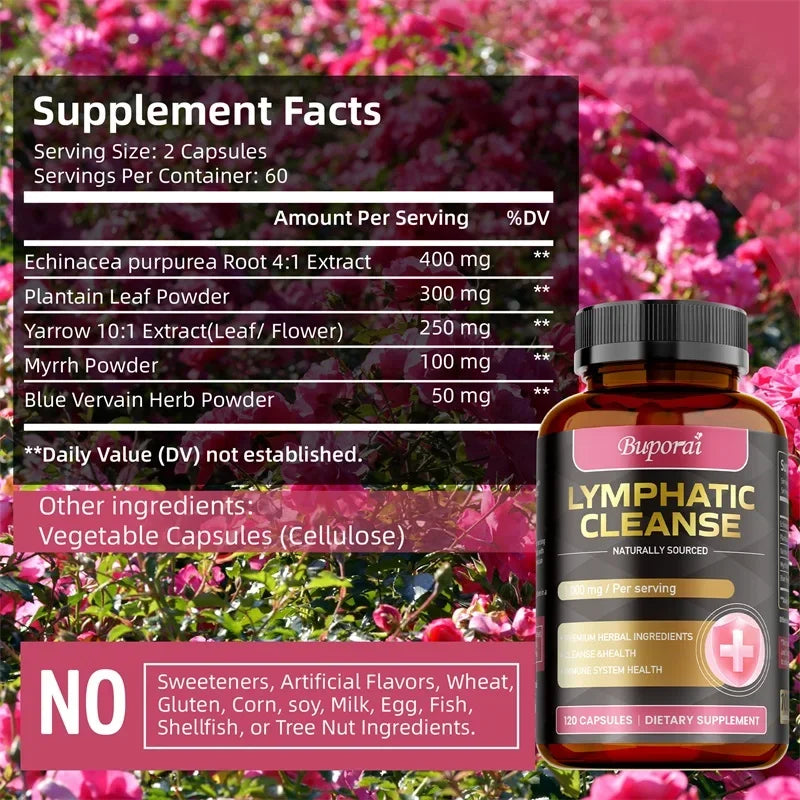 Lymphatic Cleanse - Supports Lymph Node Health and Fluid Balance, Boosts Immunity, and Promotes Overall Well-being - 120pcs