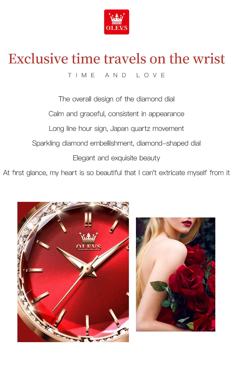 OLEVS Brand watch fashion diamond-encrusted outer ring ladies quartz watch waterproof watch 6645 SwiftNest