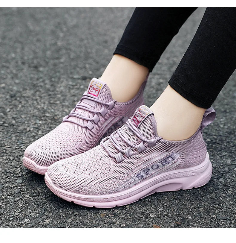 Sneakers 2025 New Fashion Wedge Platform Plus Size Casual Sports Shoes Women Lace-up Mesh Breathable Women's Vulcanized Shoes