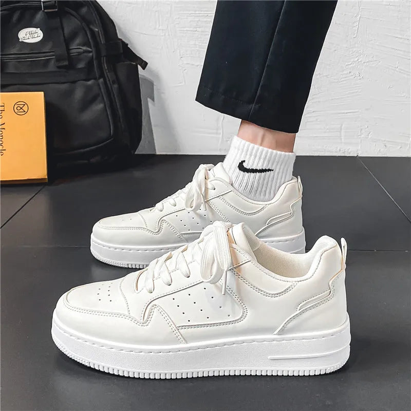 Spring and Summer Men's Shoes, New Breathable Sneakers, Men's Trendy and Versatile Thick-Soled White Shoes, Sports and Casual Sneakers