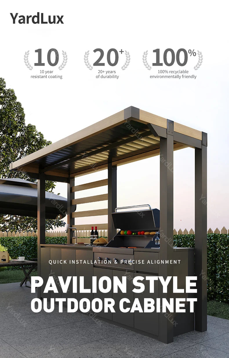 Modern Outdoor Bar and Kitchen Set with BBQ Cabinets Dining Sink and Faucet for Apartment or Mall UsePatio Set Outdoor Furniture